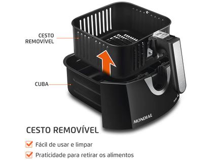 Fritadeira Elétrica sem Óleo/Air Fryer Mondial Family AFN-40-BI Preto 4L com Timer